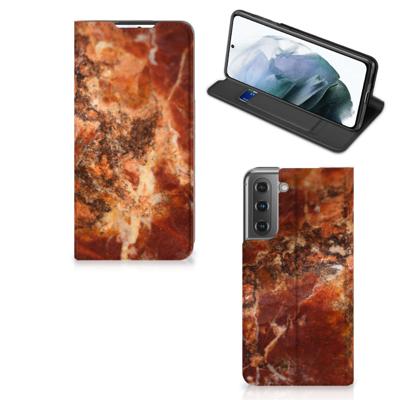 Samsung Galaxy S21 FE | Standcase | Marmer Bruin