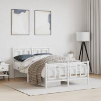 Bedframe met hoofd- en voeteneinde metaal wit 120 x 190 cm