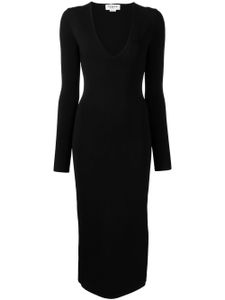 Victoria Beckham robe mi-longue à col v plongeant - Noir