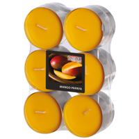 Geur theelichtjes/waxinelichtjes - Maxi - 12x - Mango-papaya aroma - 8 branduren