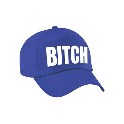 Bitch tekst petje - baseball cap - blauw - voor dames en heren - foute party Bitch tekst petje - baseball cap - blauw - voor dames en heren - foute party
