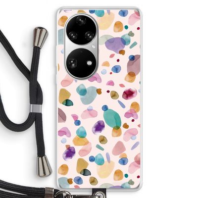 Terrazzo Memphis Pink: Huawei P50 Pro Transparant Hoesje met koord