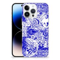 Silicone Back Case iPhone 14 Pro Max Angel Skull Blauw - thumbnail