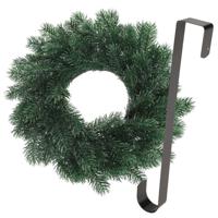 Kerstkrans 35 cm - blauwgroen - met zwarte hanger/ophanghaak - kerstversiering - Kerstkransen - thumbnail