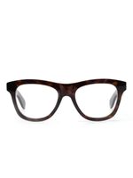 Alexander McQueen Eyewear logo-engraved tortoiseshell glasses - Marron