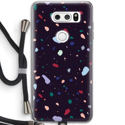 Dark Rounded Terrazzo: LG V30 Transparant Hoesje met koord