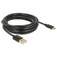Delock USB-kabel USB 2.0 USB-A stekker, USB-C stekker 4.00 m Zwart 83669