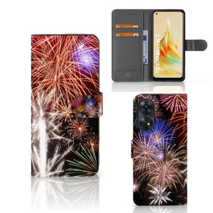 OPPO Reno8 T 4G Wallet Case met Pasjes Vuurwerk