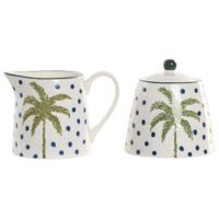 Melk- en Suikerpot Home ESPRIT Blauw Groen Porselein 11 X 7,6 X 7,8 CM 2 Onderdelen