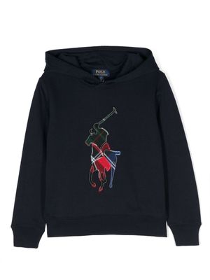 POLO RALPH LAUREN KIDS hoodie en coton mélangé à logo brodé - Bleu
