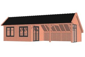 Trendhout Kapschuur De Hoeve XL 1110x440 cm - Combinatie 1- Kapschuurdak- Onbehandeld lariks Douglas hout- Trendhout