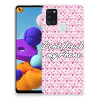 Samsung Galaxy A21s Silicone-hoesje Flowers Pink DTMP - thumbnail