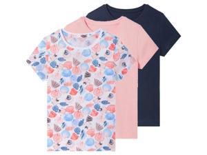 lupilu 3 kinder T-shirts (roze/marineblauw/print, 122/128)