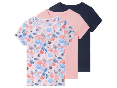 lupilu 3 kinder T-shirts (roze/marineblauw/print, 98/104)