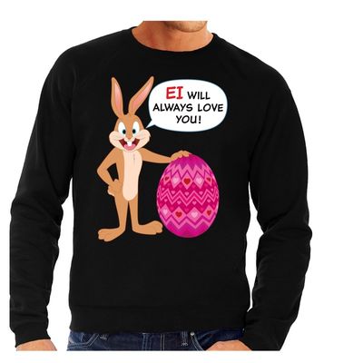 Paas sweater Ei will always love you zwart voor heren Paas sweater Ei will always love you zwart voor heren