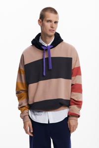 Sweatshirt met brede strepen - BROWN - XL