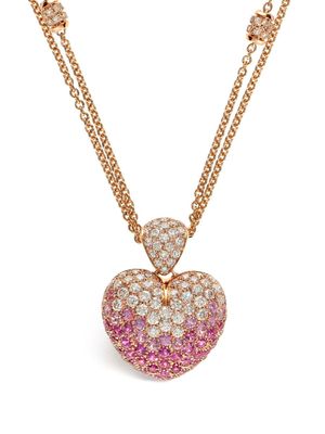 LEO PIZZO collier à pendentif Amore en or rose 18ct serti de diamants et de saphirs