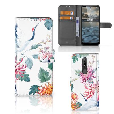 Nokia 2.4 | Telefoonhoesje | Met pasjeshouder | Bird Flowers