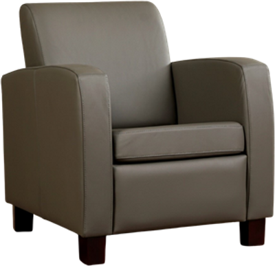 Grijze leren landelijke fauteuil Joy - poot hout bruin - Toledo Leer Smog (grijs leer)