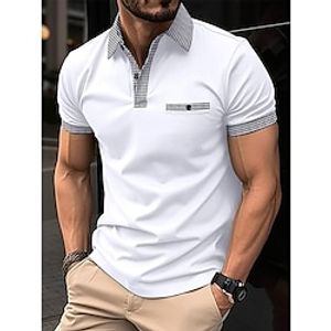 Voor heren POLO Shirt Golfshirt Casual Feestdagen Revers Korte mouw Modieus Basic Effen Klassieke Stijl Zomer Normale pasvorm Zwart Wit Donker Marine blauw POLO Shirt Lightinthebox