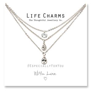 Life Charms Ketting met Giftbox Silver 3 Layer Crystal