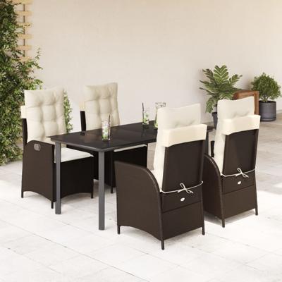 5-delige Tuinset met kussens poly rattan bruin