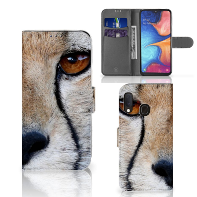 Samsung Galaxy A20e | Telefoonhoesje | Met pasjeshouder | Cheetah