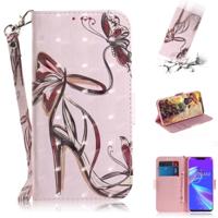 3D gekleurde tekening Butterfly hoge hakken schoenen patroon horizontale Flip lederen case voor ASUS Zenfone Max (m2) ZB633KL met houder & kaartsleuv