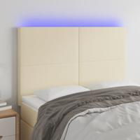 Hoofdbord LED 144x5x118/128 cm kunstleer crèmekleurig