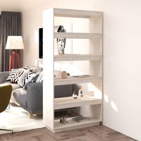 Boekenkast/kamerscherm 80x35x167 cm massief grenenhout wit - thumbnail