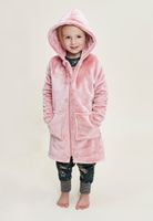 Roze meisjes badjas met rits en capuchon-104/110