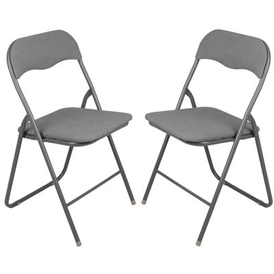 Urban Living Klapstoel - 2x - met stoffen zitting - antraciet - 44 x 45 x 80 cm - metaal Urban Living Klapstoel - 2x - met stoffen zitting - antraciet - 44 x 45 x 80 cm - metaal