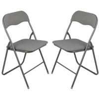 Urban Living Klapstoel - 2x - met stoffen zitting - antraciet - 44 x 45 x 80 cm - metaal