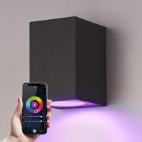 Marion Smart Wandlamp LED - Wifi + Bluetooth - 5,5 Watt 345 lumen - Dimbaar - RGBWW - IP65 waterdicht - GU10 - Downlight - Zwart - Google Home, Amazon Alexa en Siri