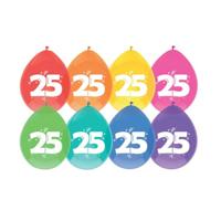 Party Ballonnen 25 jaar - leeftijd verjaardag - 8x stuks - 29 cm - versiering/feestartikelen