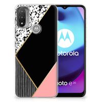 Motorola Moto E20 | E40 TPU Hoesje Zwart Roze Vormen