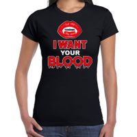 I want your blood halloween verkleed t-shirt zwart voor dames - thumbnail