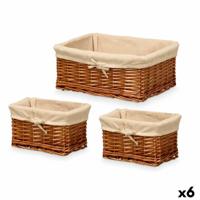Mandenset Kipit HX31449S/3 Natuurlijk Polyester vlechtwerk Stof 50 % katoen 39 x 16 x 30 cm (6 Stuks)