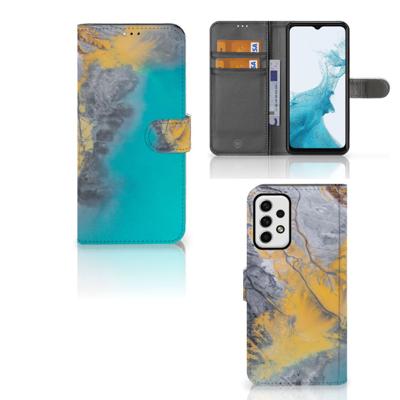 Samsung Galaxy A23 | Bookcase | Marble Blue Gold