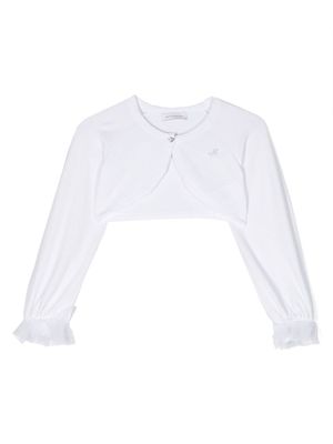 Monnalisa cardigan crop à ornements en cristal - Blanc