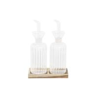 Olie en azijnset DKD Home Decor 250 ml 14 x 7,5 x 21 cm Natuurlijk Transparant Acacia Borosilicaatglas - thumbnail