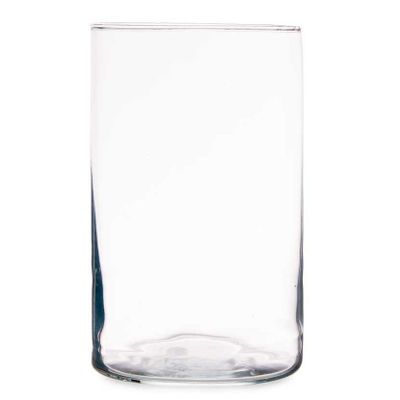 Bloemenvaas - cilinder vorm - transparant glas - 12 x 20 cm