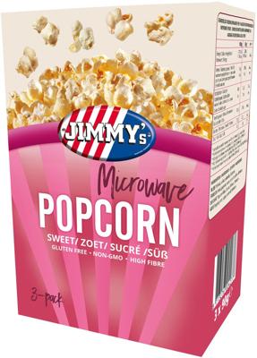 Jimmy&apos;s Popcorn Microwave, zoet, doos van 3 x 90 g
