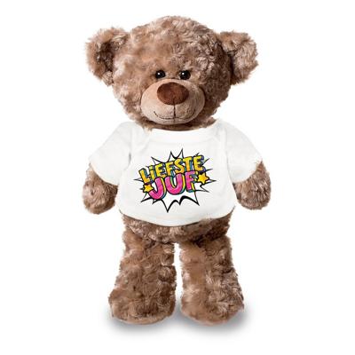 Knuffel teddybeer - liefste juf - 24 cm - pluche - met shirt