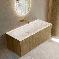 Badmeubel Mondiaz Kurve-Dlux | 110 cm cm | Meubelkleur Dusk | Wastafelkleur Frappe | Solid surface | Wasbak midden spoelbak | Zonder kraangat(en)