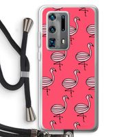 Flamingo: Huawei P40 Pro Plus Transparant Hoesje met koord