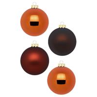 Inge Christmas Kerstballen - 12st - glas - kastanje bruin - 8 cm - thumbnail