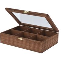 Bellatio Decorations Theedoos - 6-vaks - bruin - hout - 24 x 16 x 6 cm - theekist Bellatio Decorations Theedoos - 6-vaks - bruin - hout - 24 x 16 x 6 cm - theekist