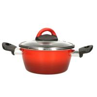 Magefesa kookpan Cuenca - rvs - met glazen deksel - rood - Dia 16 cm - 1 liter inhoud