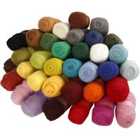 Creativ Company Gekaarde wol, diverse kleuren, 35x100 gr/ 1 doos